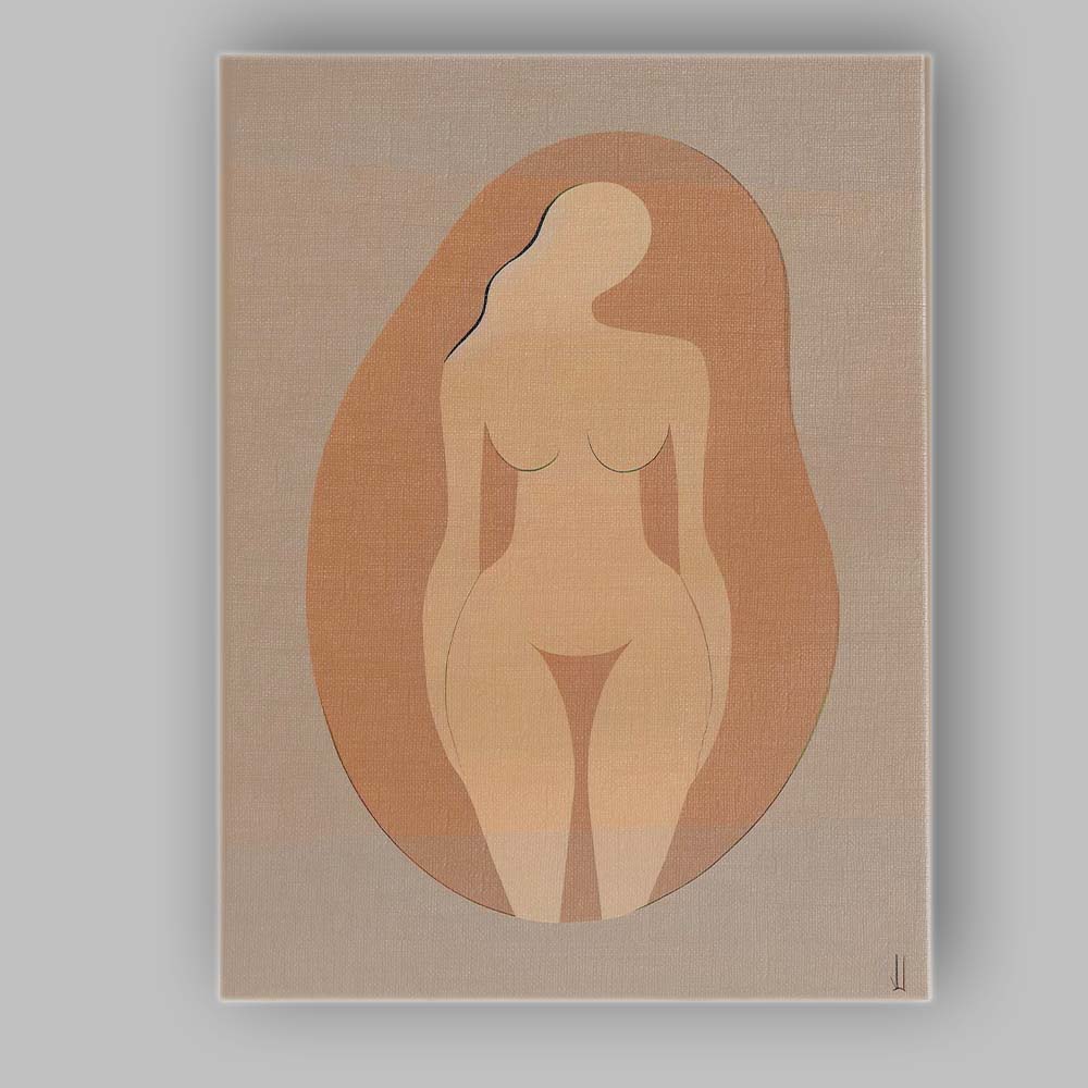 Minimalist Nude Female Back Silhouette Neutral Abstract Canvas Wall Art Print Decor Picture Ready to Hang
