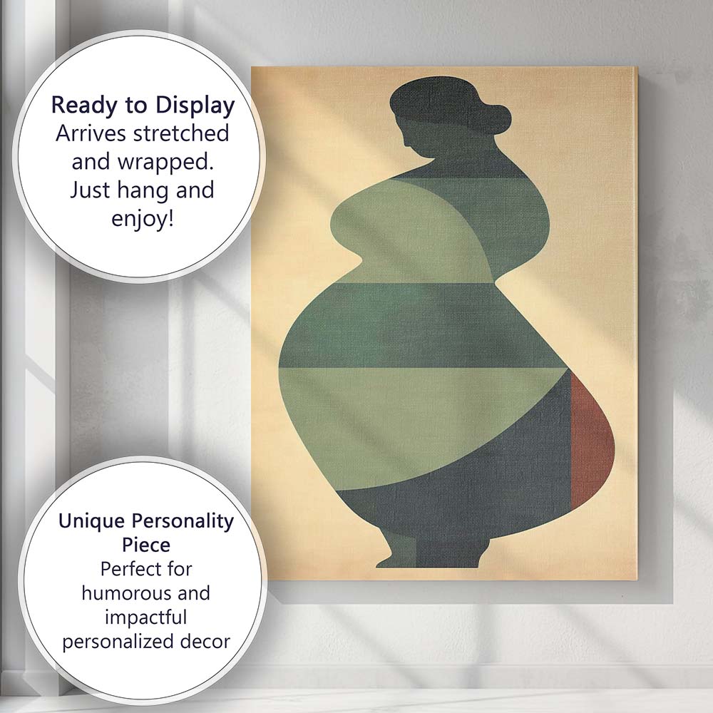 Abstract Curvy Woman Geometric Colour Block Silhouette Canvas Wall Art Print Decor Picture Ready to Hang