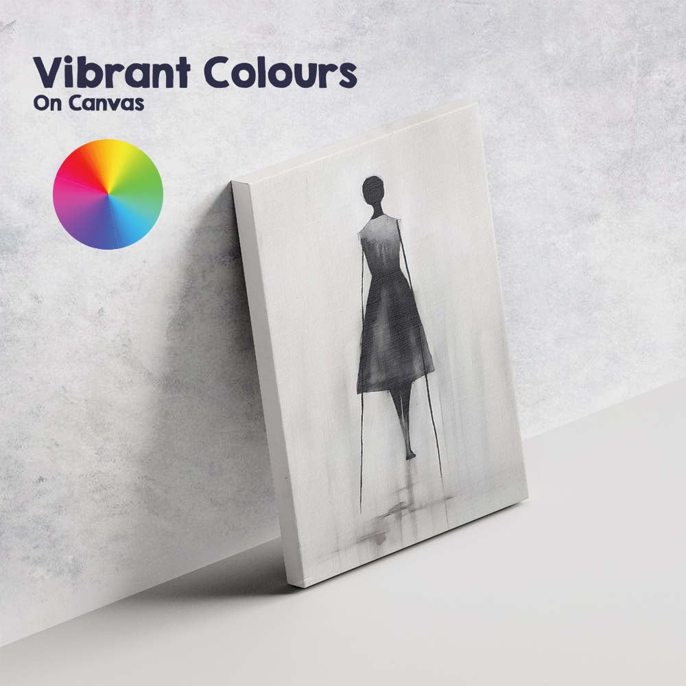 Minimalist Black Dress Fashion Figure Watercolour Silhouette Canvas Wall Art Print Decor Picture Ready to Hang