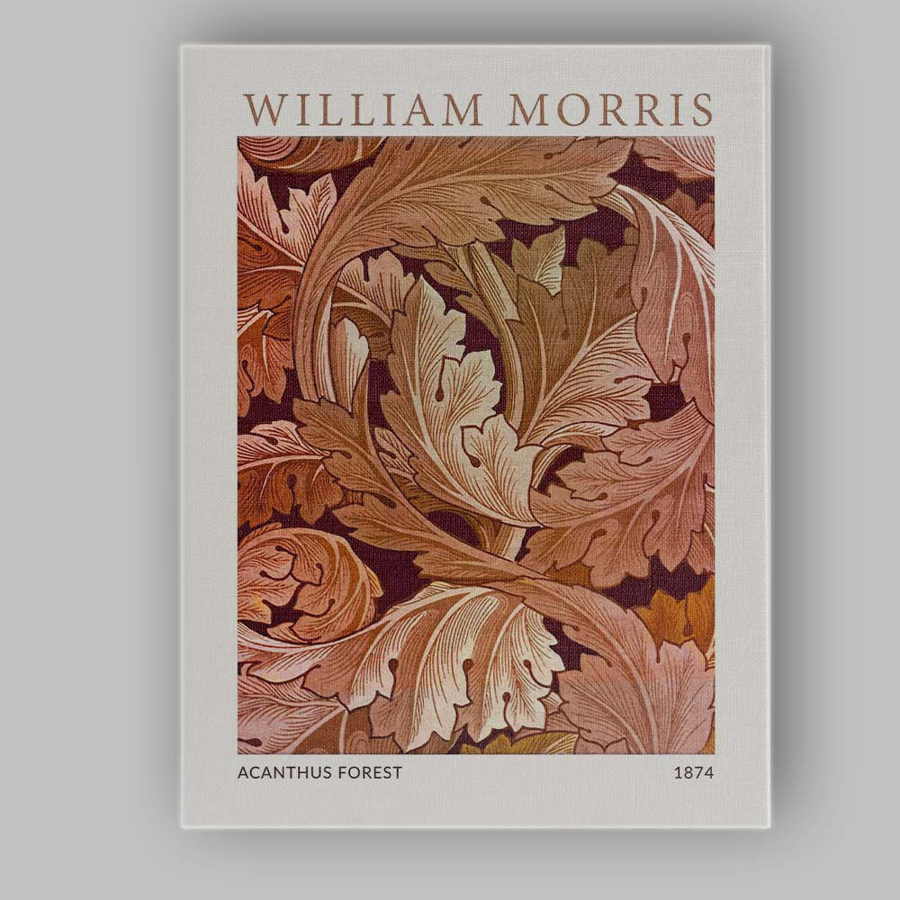 Brown Acanthus Forest William Morris Leaf Botanical Pattern Canvas Wall Art Print Decor Picture Ready to Hang