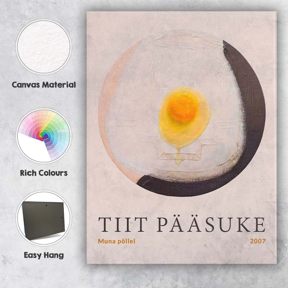 Minimalist Fried Egg Contemporary Still Life Painting Canvas Wall Art Print Decor Picture Ready to Hang