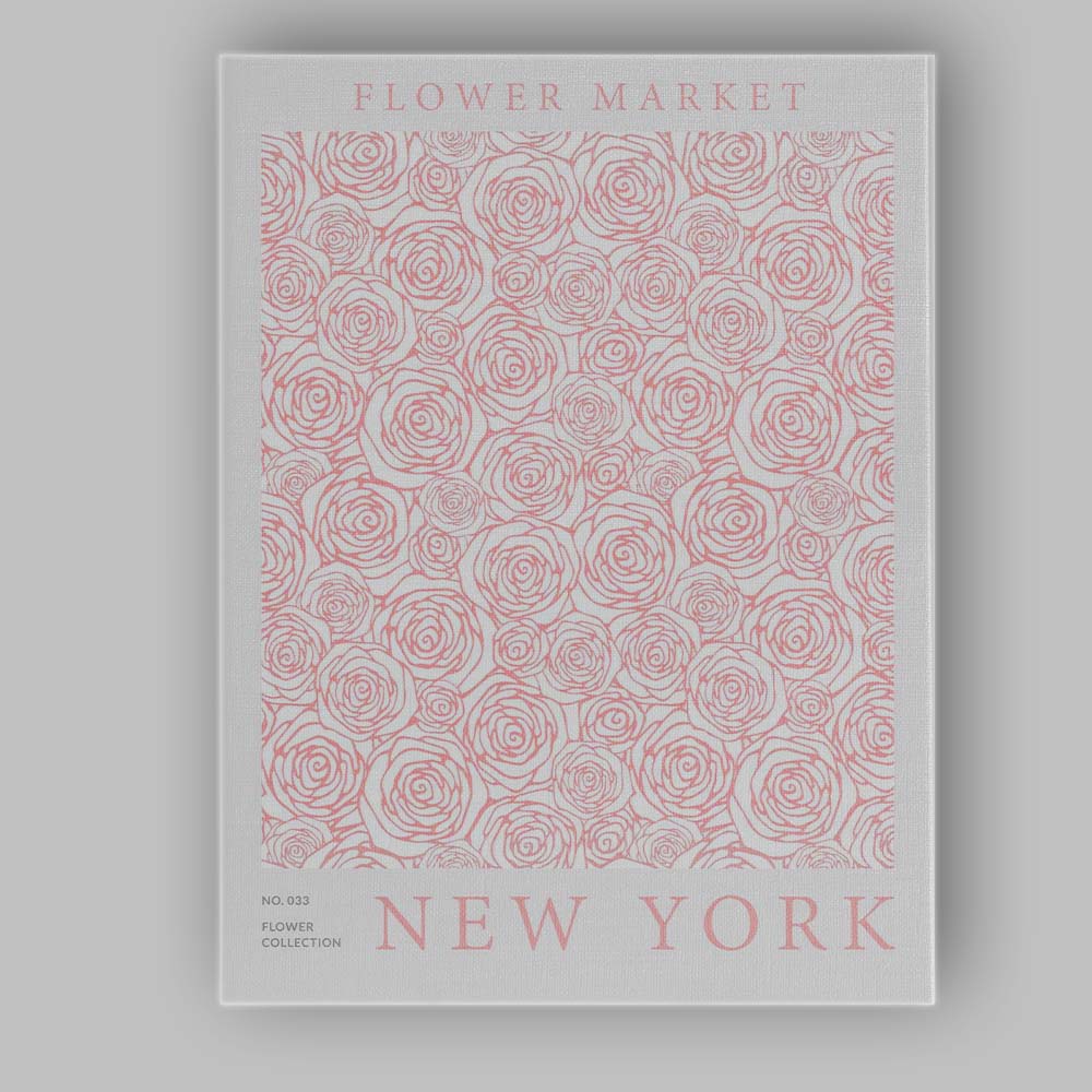 Blush Pink Rose Floral Line Art Pattern Canvas Wall Art Print Decor Picture Ready to Hang