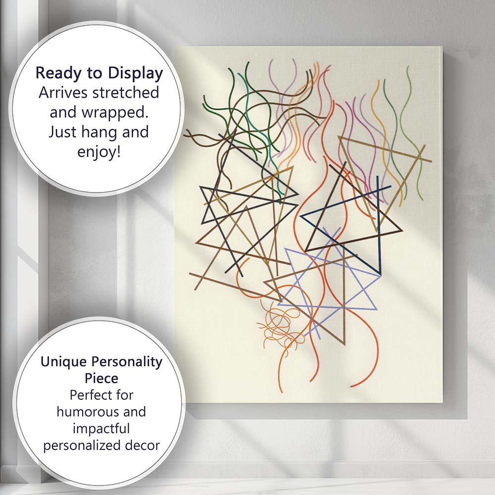 Colourful Abstract Geometric Line Composition Modern Minimalist Art Canvas Wall Art Print Decor Picture Ready to Hang