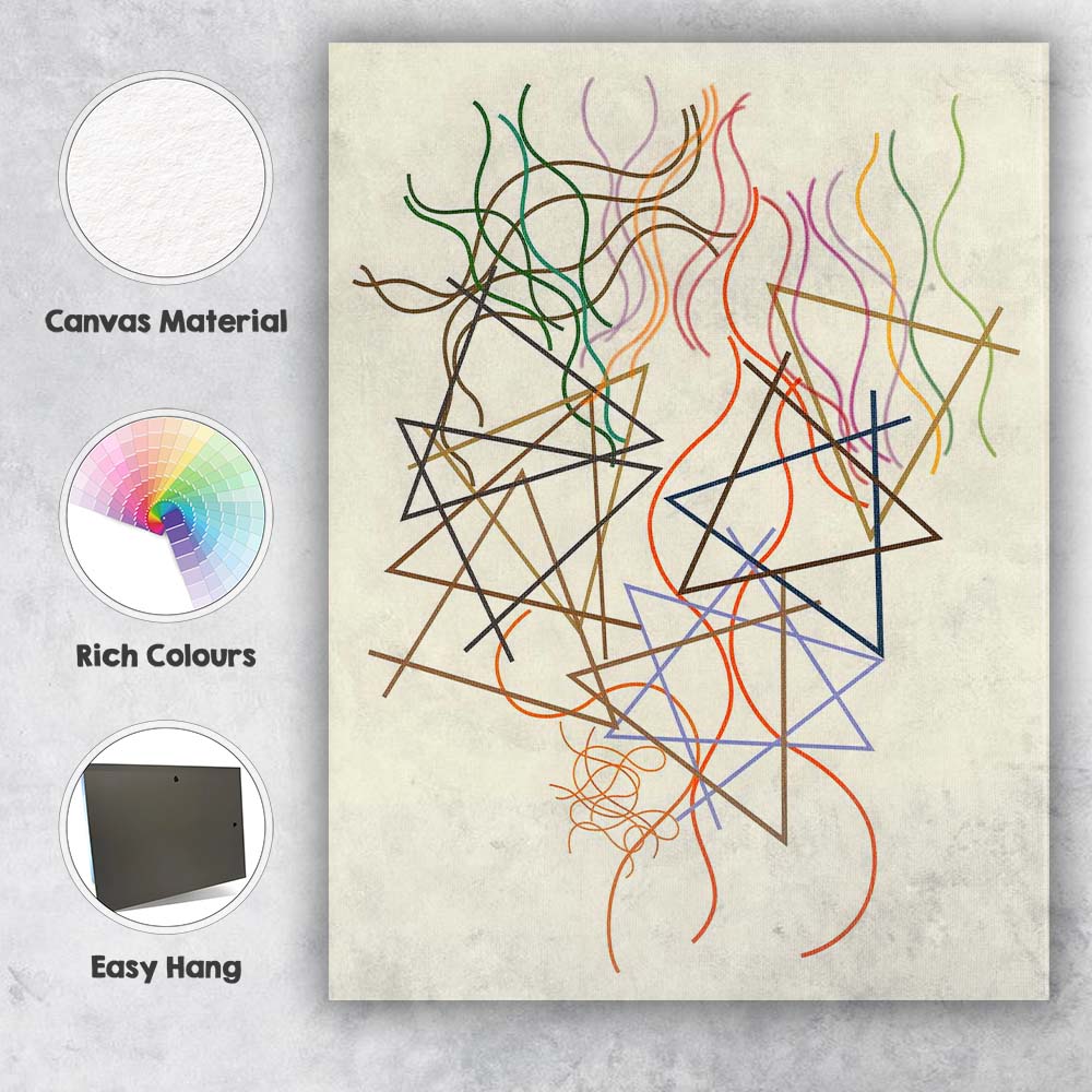 Colourful Abstract Geometric Line Composition Modern Minimalist Art Canvas Wall Art Print Decor Picture Ready to Hang