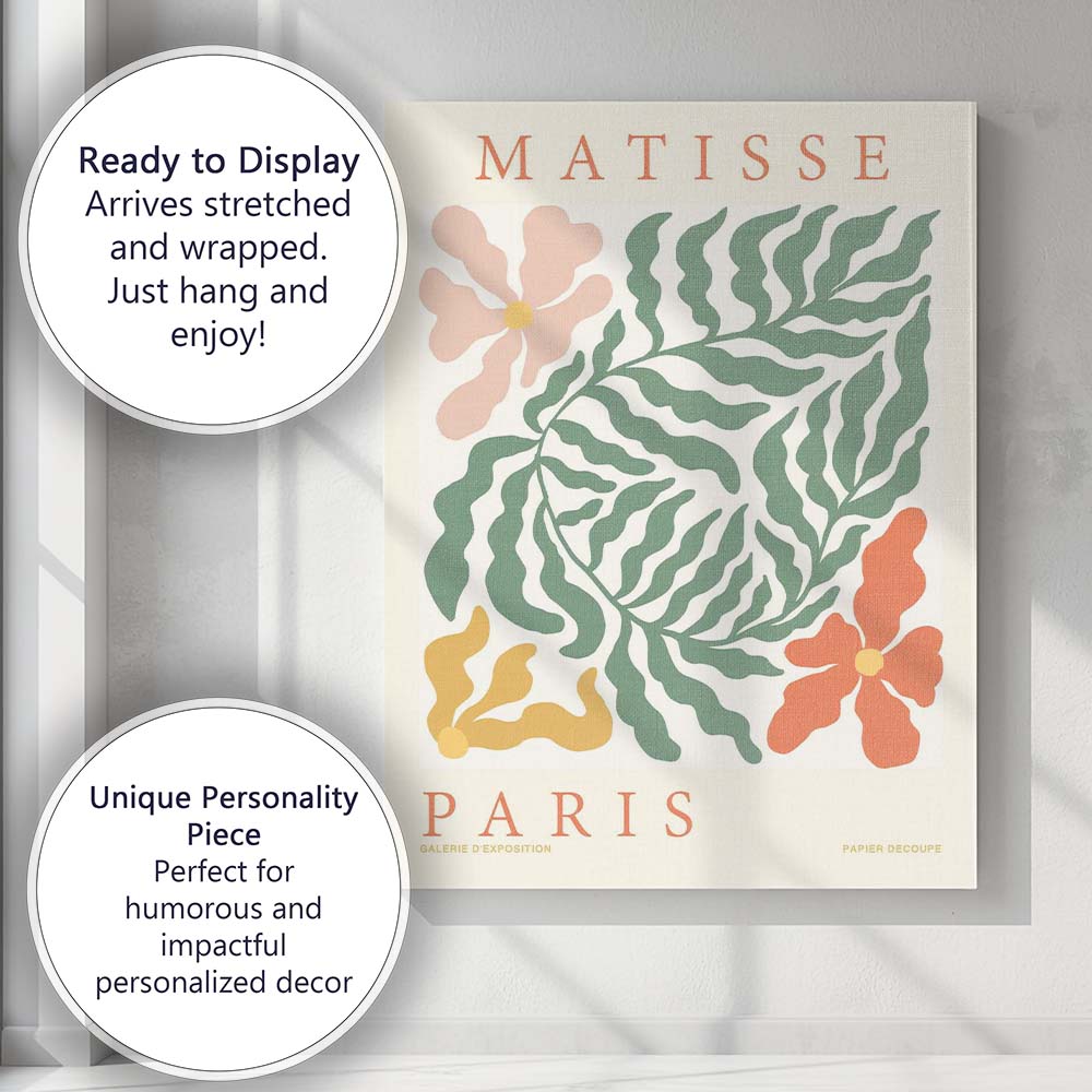 Matisse Inspired Botanical Cut Paper Floral Poster Canvas Wall Art Print Decor Picture Ready to Hang