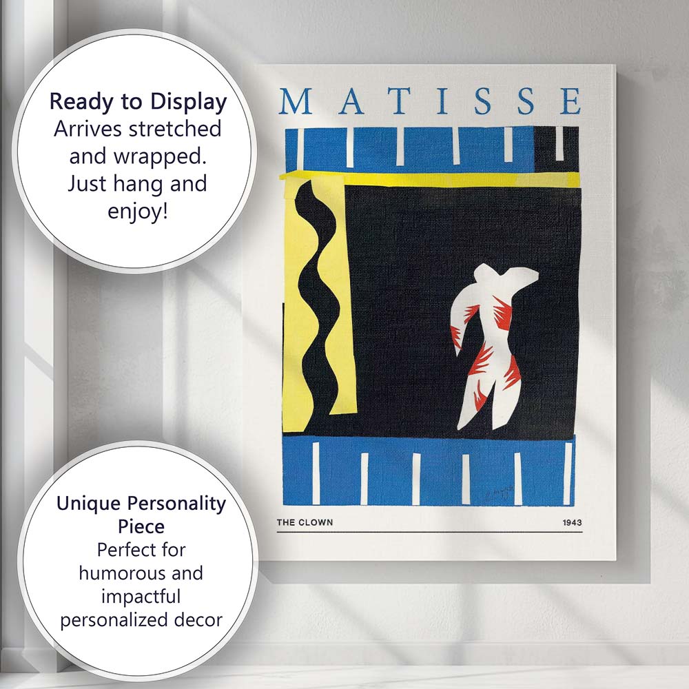 Matisse Inspired The Clown Abstract Cut Paper Collage Poster Canvas Wall Art Print Decor Picture Ready to Hang