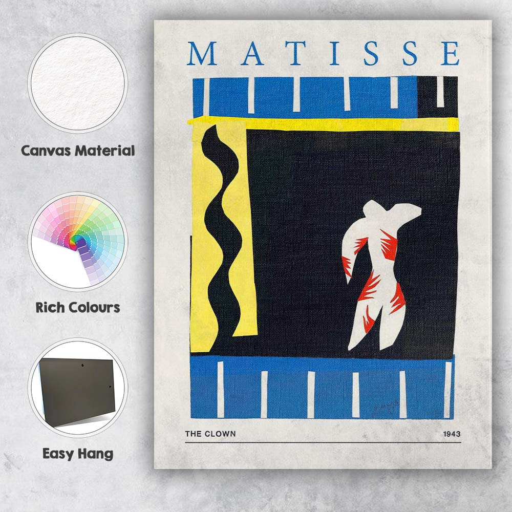 Matisse Inspired The Clown Abstract Cut Paper Collage Poster Canvas Wall Art Print Decor Picture Ready to Hang