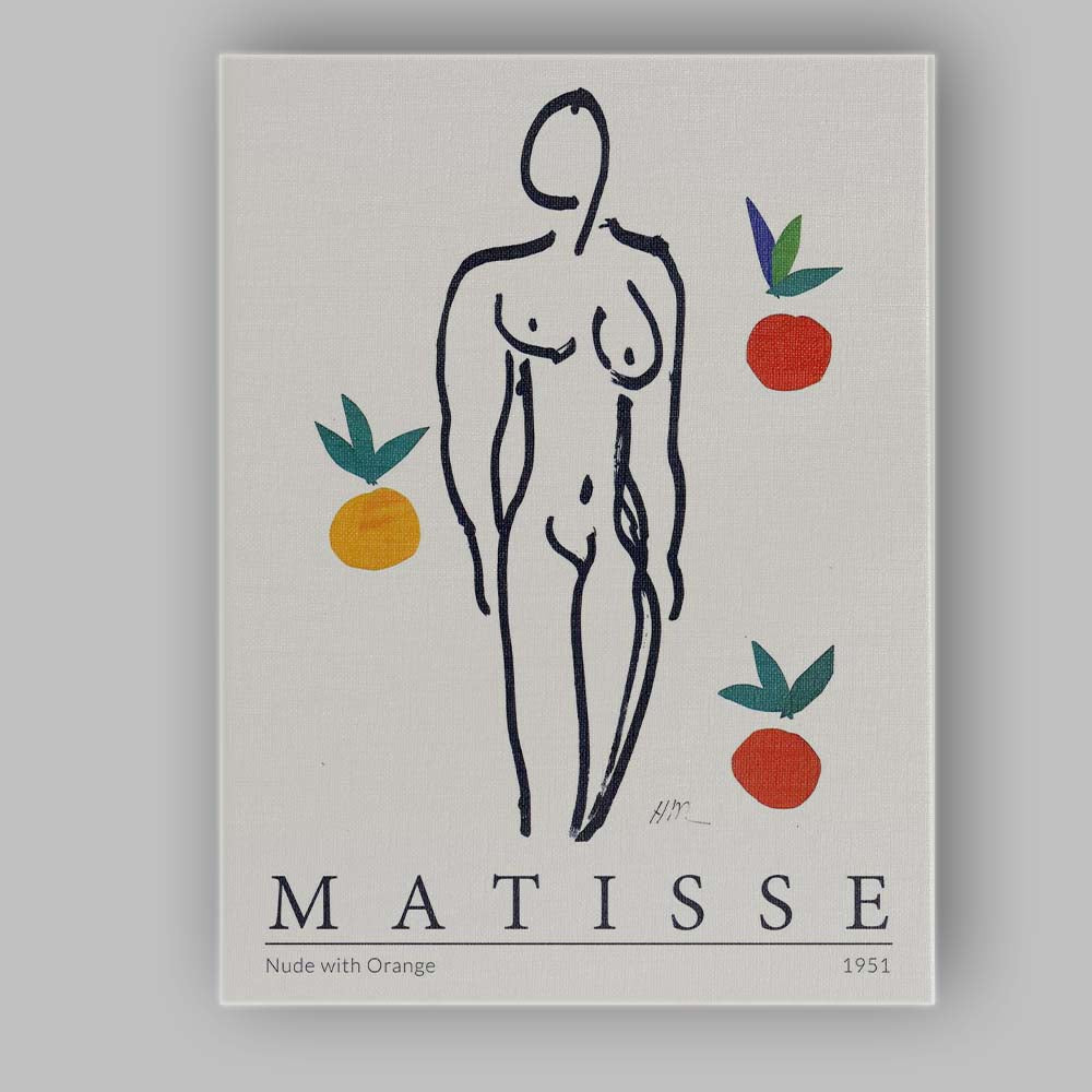 Matisse Inspired Nude With Oranges Minimalist Line Art Canvas Wall Art Print Decor Picture Ready to Hang