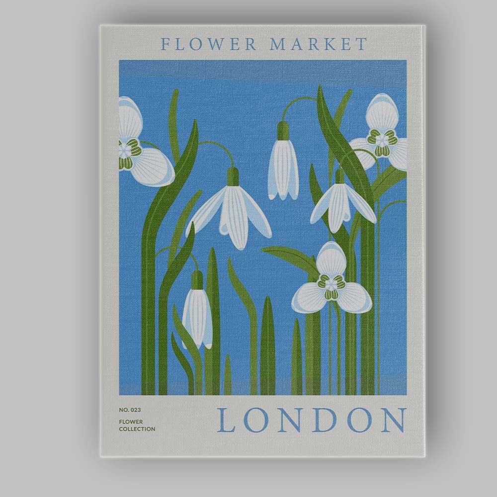 Blue White Snowdrop Spring Flower Market Poster Canvas Wall Art Print Decor Picture Ready to Hang