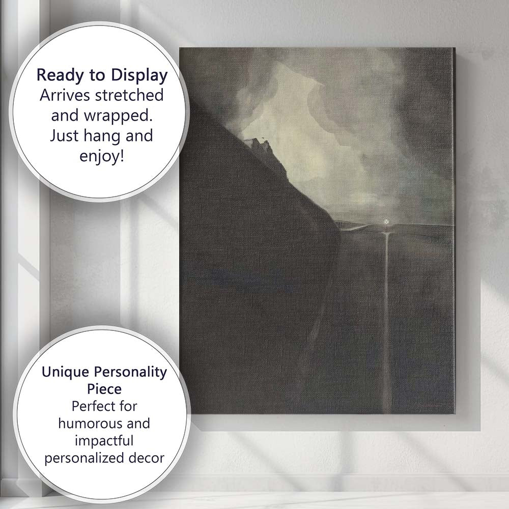 Dark Moody Landscape Dramatic Sky Symbolist Painting Canvas Wall Art Print Decor Picture Ready to Hang