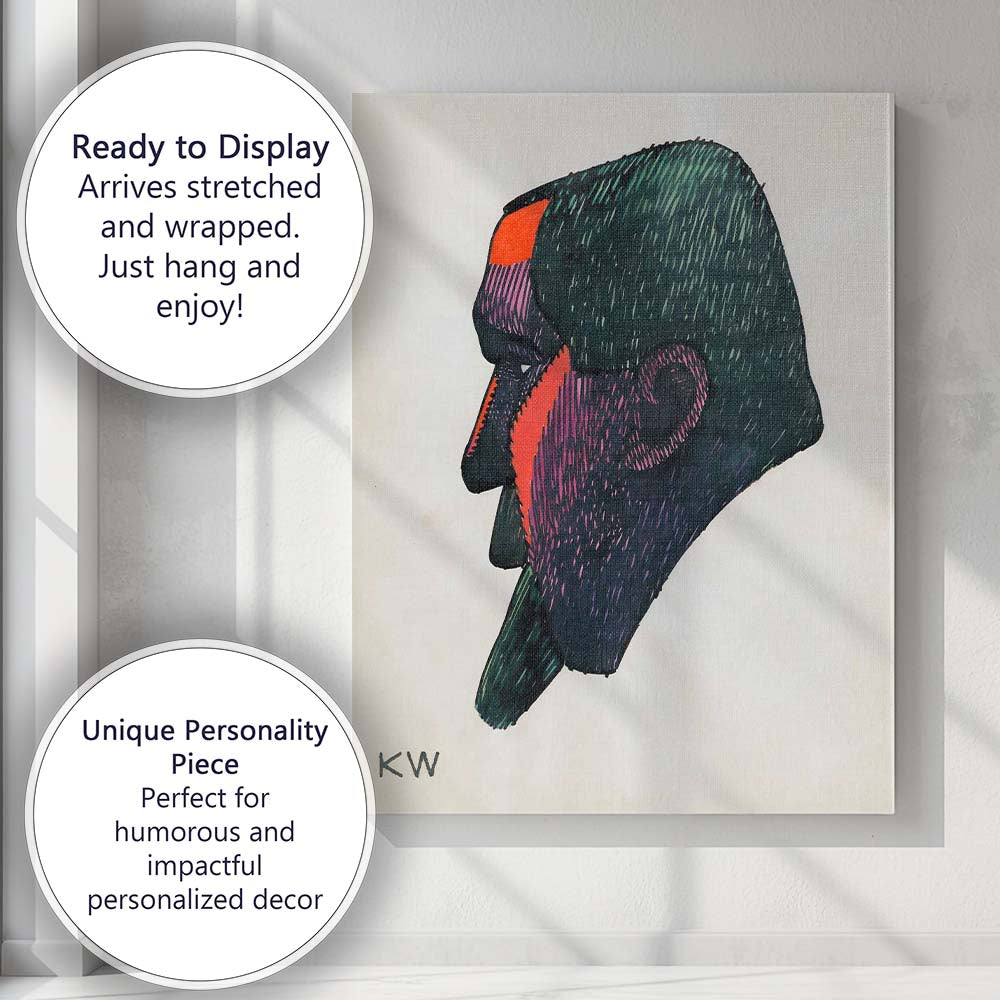 Expressionist Colour Block Male Portrait Illustration Canvas Wall Art Print Decor Picture Ready to Hang