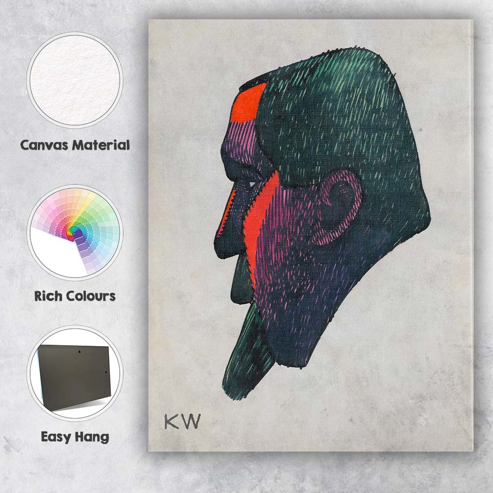Expressionist Colour Block Male Portrait Illustration Canvas Wall Art Print Decor Picture Ready to Hang