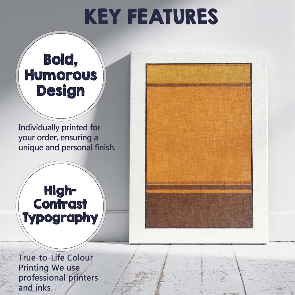 Minimalist Amber Brown Geometric Abstract Colour Field Canvas Wall Art Print Decor Picture Ready to Hang