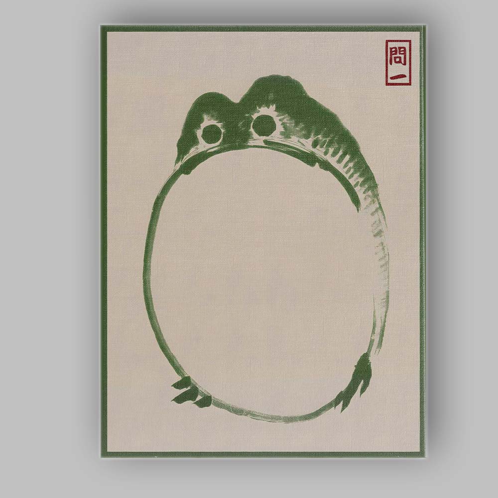 Minimalist Japanese Zen Frog Brushstroke Ink Painting Canvas Wall Art Print Decor Picture Ready to Hang