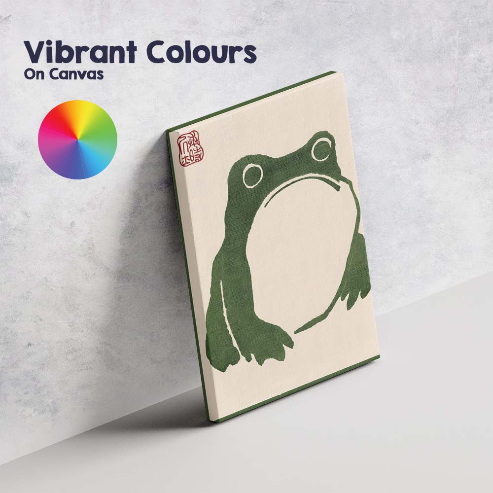 Minimalist Green Frog Sumi Ink Illustration Canvas Wall Art Print Decor Picture Ready to Hang