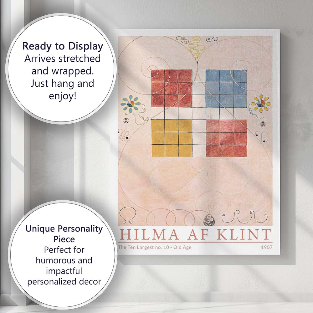 Pastel Hilma Af Klint Geometric Abstract Grid Composition Canvas Wall Art Print Decor Picture Ready to Hang