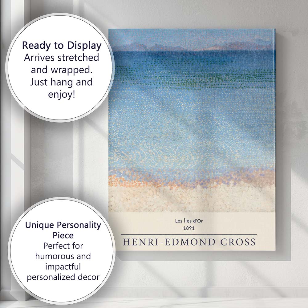 Henri Edmond Cross Pointillist Blue Coastal Seascape Beach Canvas Wall Art Print Decor Picture Ready to Hang