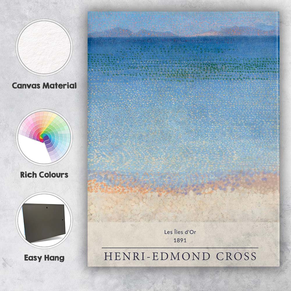 Henri Edmond Cross Pointillist Blue Coastal Seascape Beach Canvas Wall Art Print Decor Picture Ready to Hang