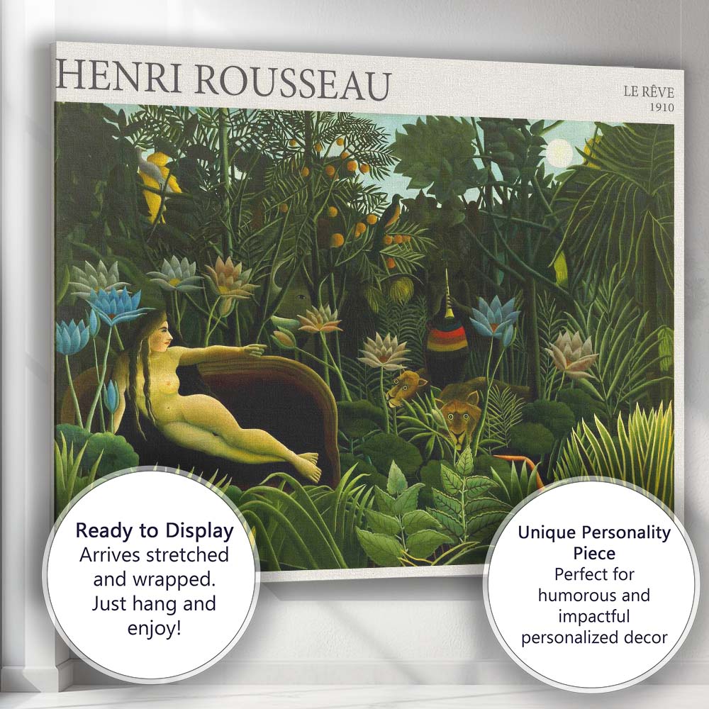 Henri Rousseau Dreamlike Jungle Moonlight Exotic Wildlife Canvas Wall Art Print Decor Picture Ready to Hang