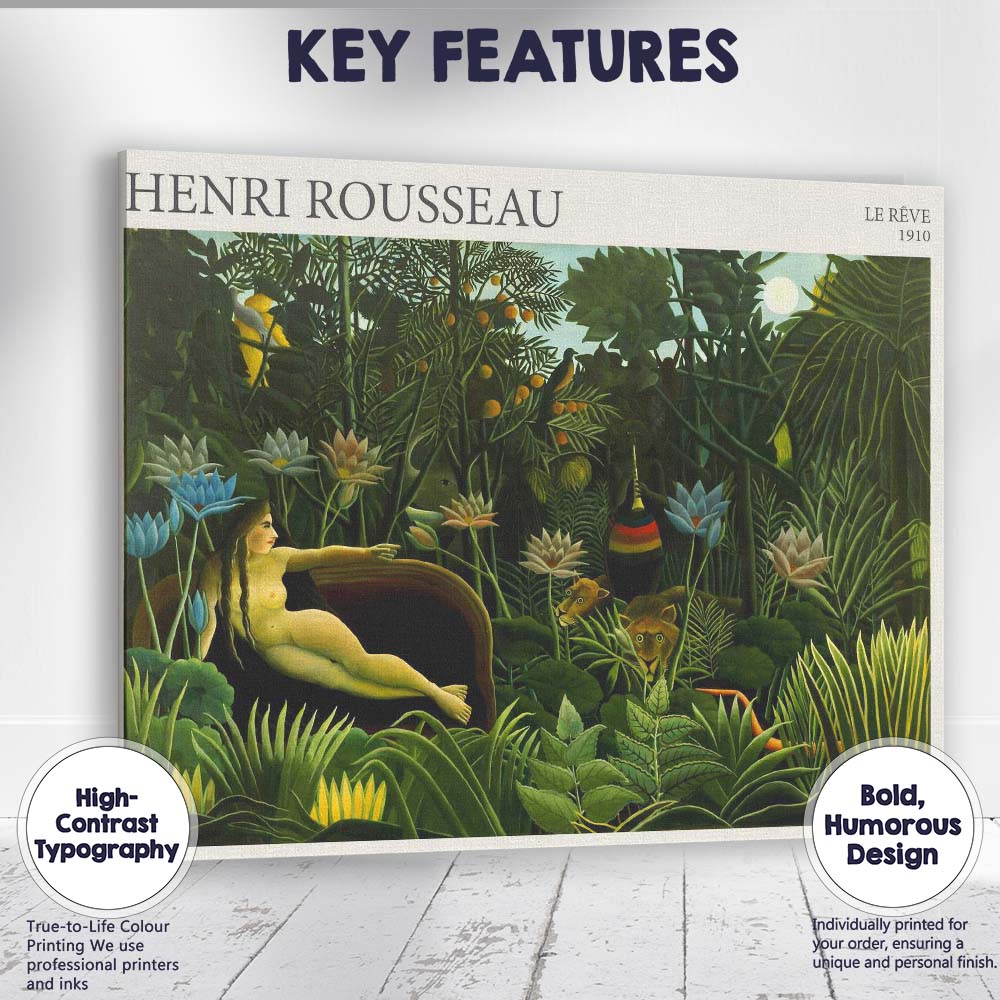 Henri Rousseau Dreamlike Jungle Moonlight Exotic Wildlife Canvas Wall Art Print Decor Picture Ready to Hang
