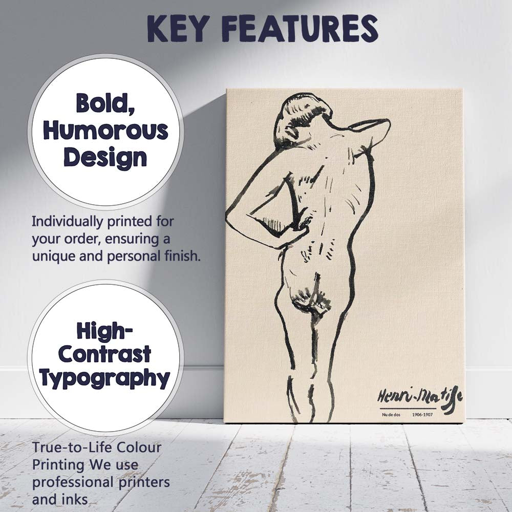 Henri Matisse Expressive Ink Nude Figure Sketch Canvas Wall Art Print Decor Picture Ready to Hang
