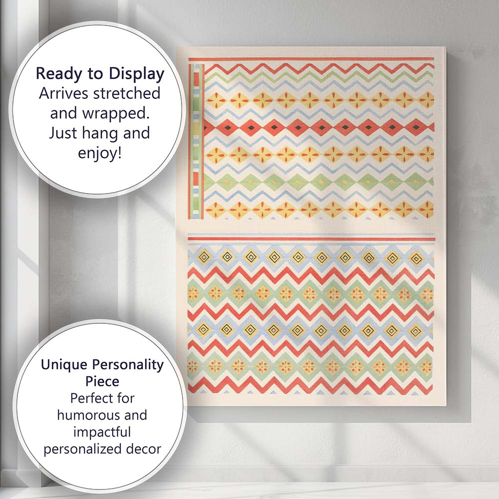 Pastel Tribal Geometric Zigzag Aztec Pattern Watercolour Canvas Wall Art Print Decor Picture Ready to Hang