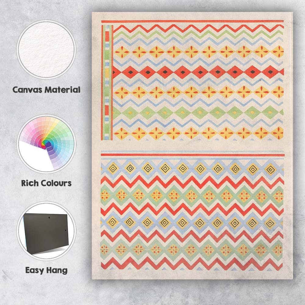 Pastel Tribal Geometric Zigzag Aztec Pattern Watercolour Canvas Wall Art Print Decor Picture Ready to Hang