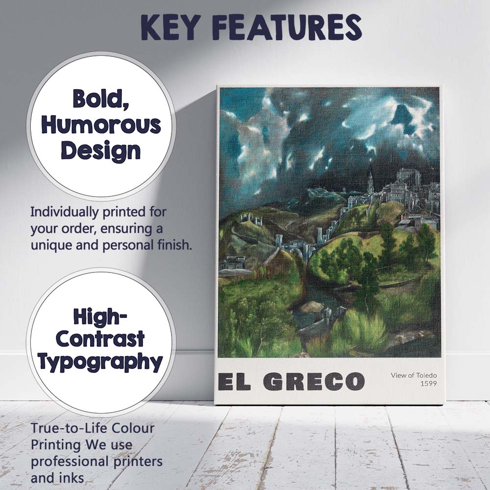 Dramatic Storm Over Historic Toledo Cityscape Landscape Canvas Wall Art Print Decor Picture Ready to Hang