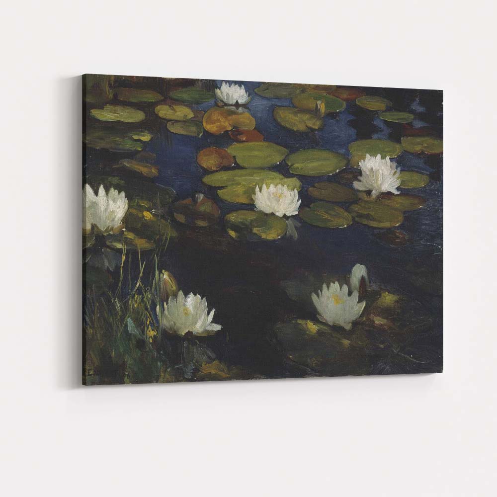 Impressionist White Water Lily Pond Botanical Oil Painting Canvas Wall Art Print Decor Picture Ready to Hang