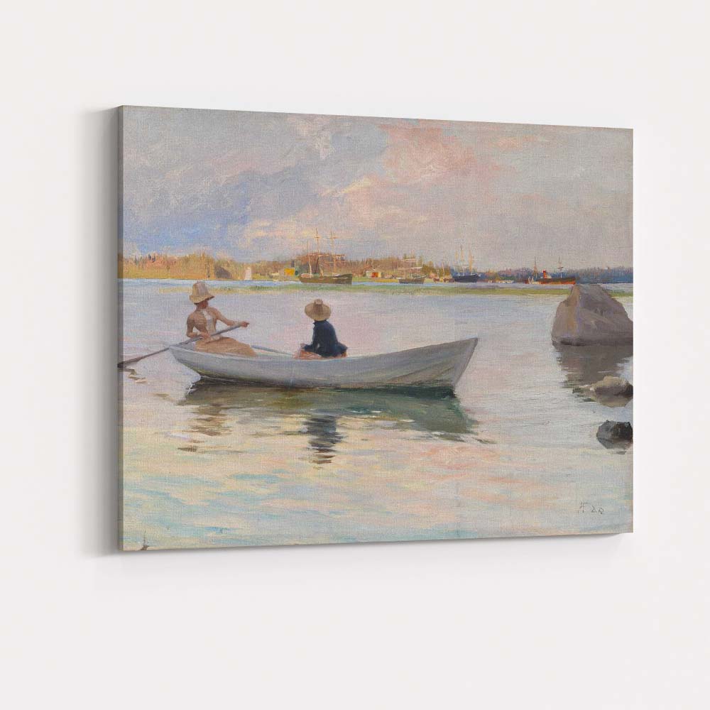 Impressionist Coastal Harbour Rowboat Peaceful Waters Landscape Canvas Wall Art Print Decor Picture Ready to Hang