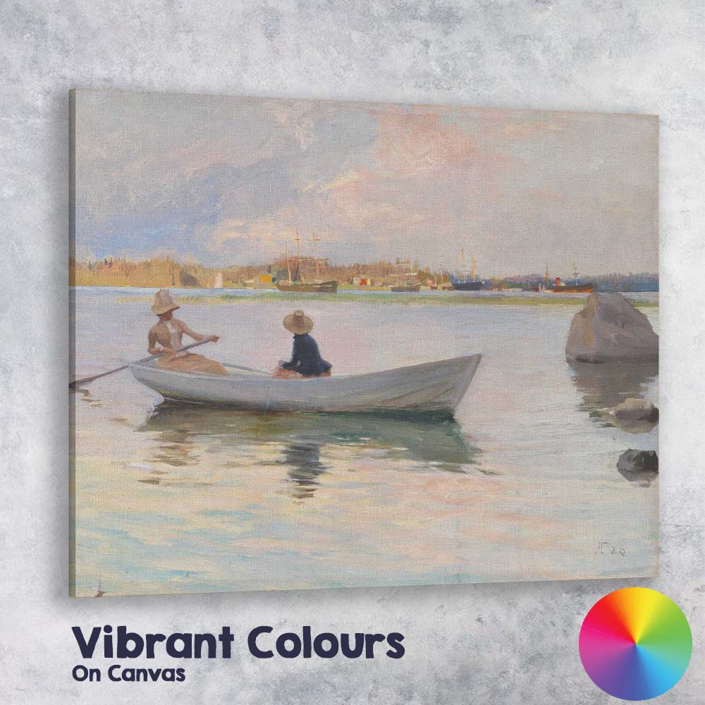 Impressionist Coastal Harbour Rowboat Peaceful Waters Landscape Canvas Wall Art Print Decor Picture Ready to Hang
