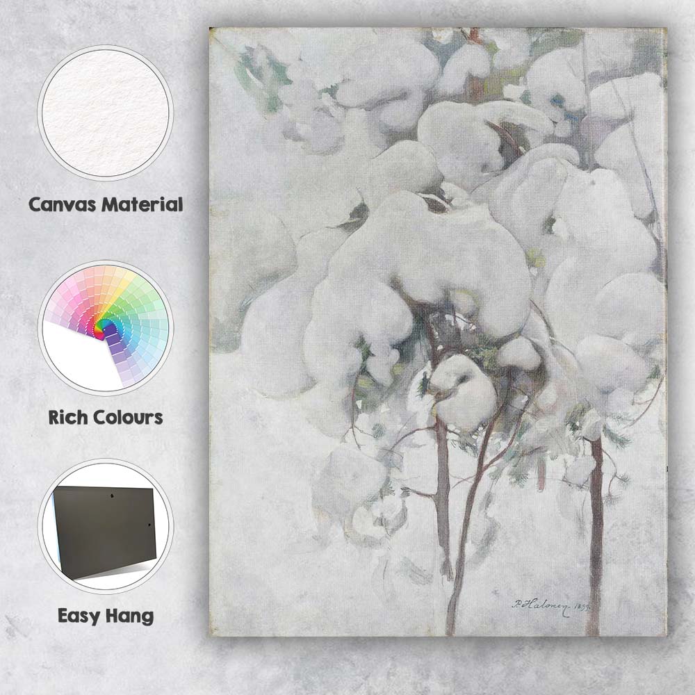 Soft Winter Snow Covered Pine Trees Impressionist Landscape Canvas Wall Art Print Decor Picture Ready to Hang