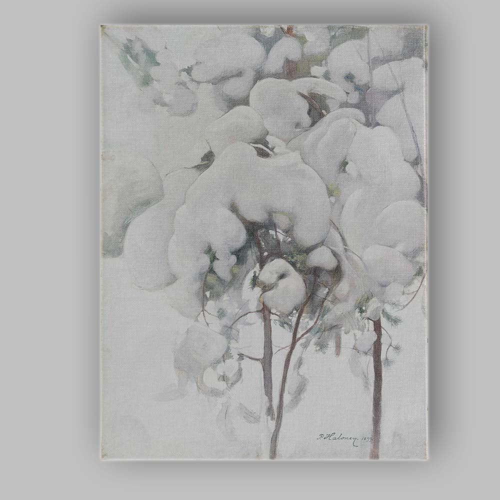 Soft Winter Snow Covered Pine Trees Impressionist Landscape Canvas Wall Art Print Decor Picture Ready to Hang