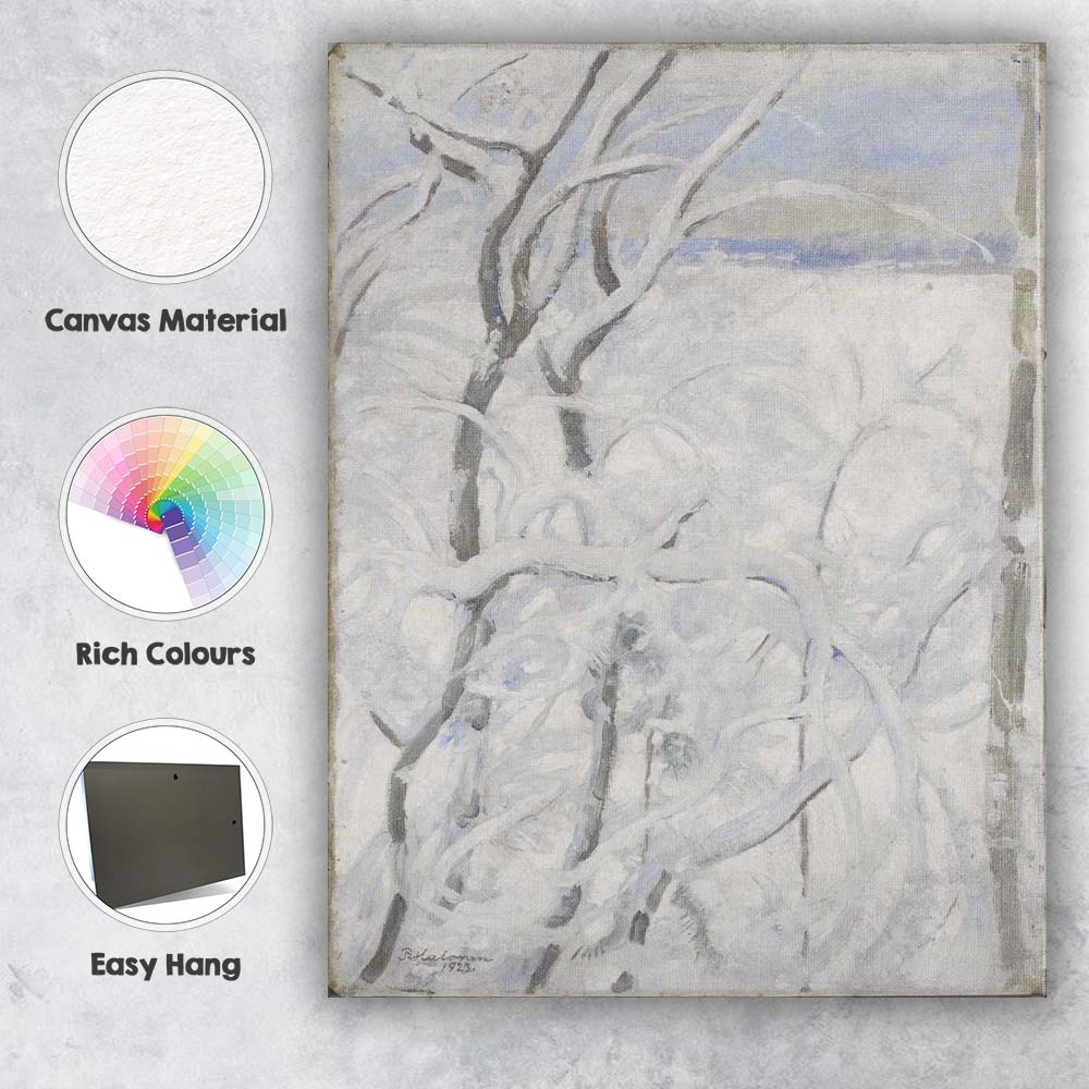 Winter Snow Covered Woodland Impressionist Landscape Painting Canvas Wall Art Print Decor Picture Ready to Hang
