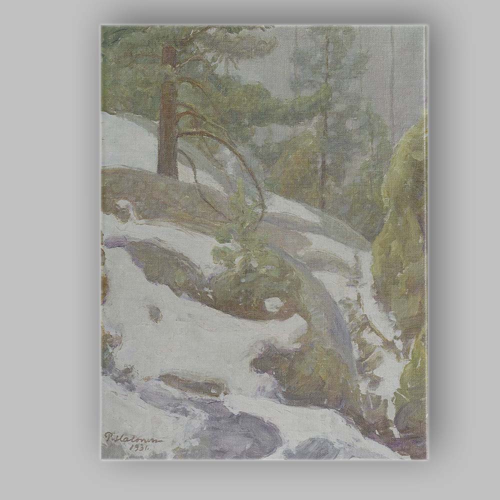 Snowy Pine Forest Winter Mountain Landscape Oil Painting Canvas Wall Art Print Decor Picture Ready to Hang