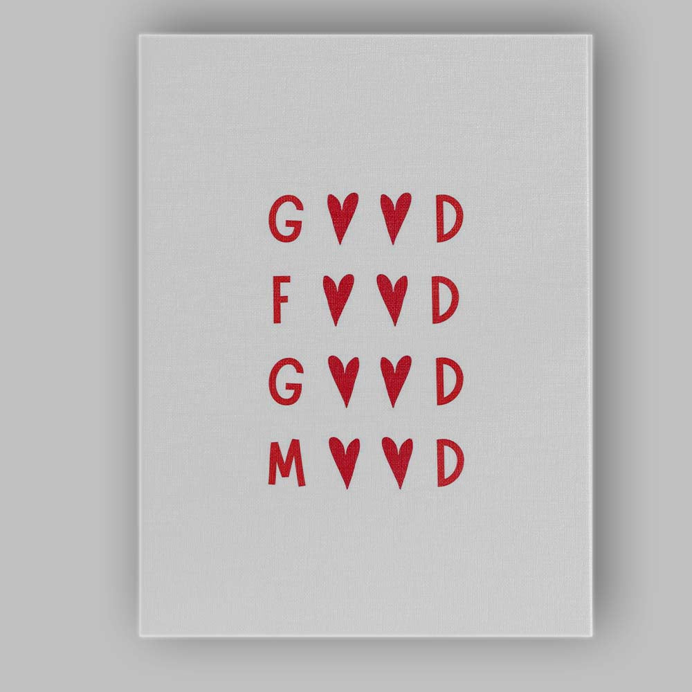 Minimalist Good Food Good Mood Red Heart Typography Quote Canvas Wall Art Print Decor Picture Ready to Hang