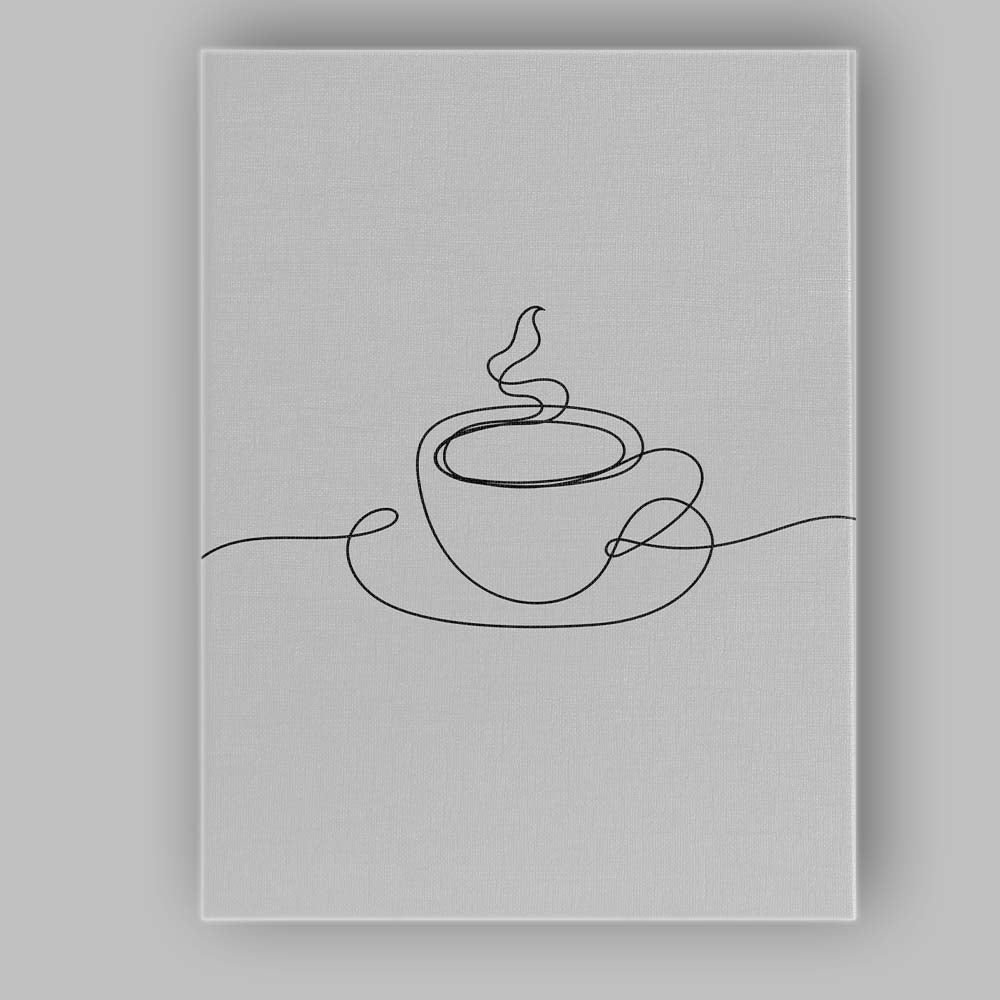 Minimalist One Line Coffee Cup Continuous Line Drawing Canvas Wall Art Print Decor Picture Ready to Hang