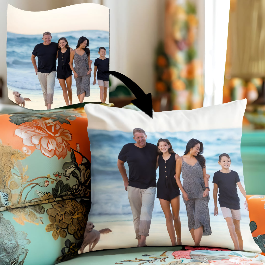 Upload Your Own Photo Custom Made Printed Soft Square Filled Cushion Throw