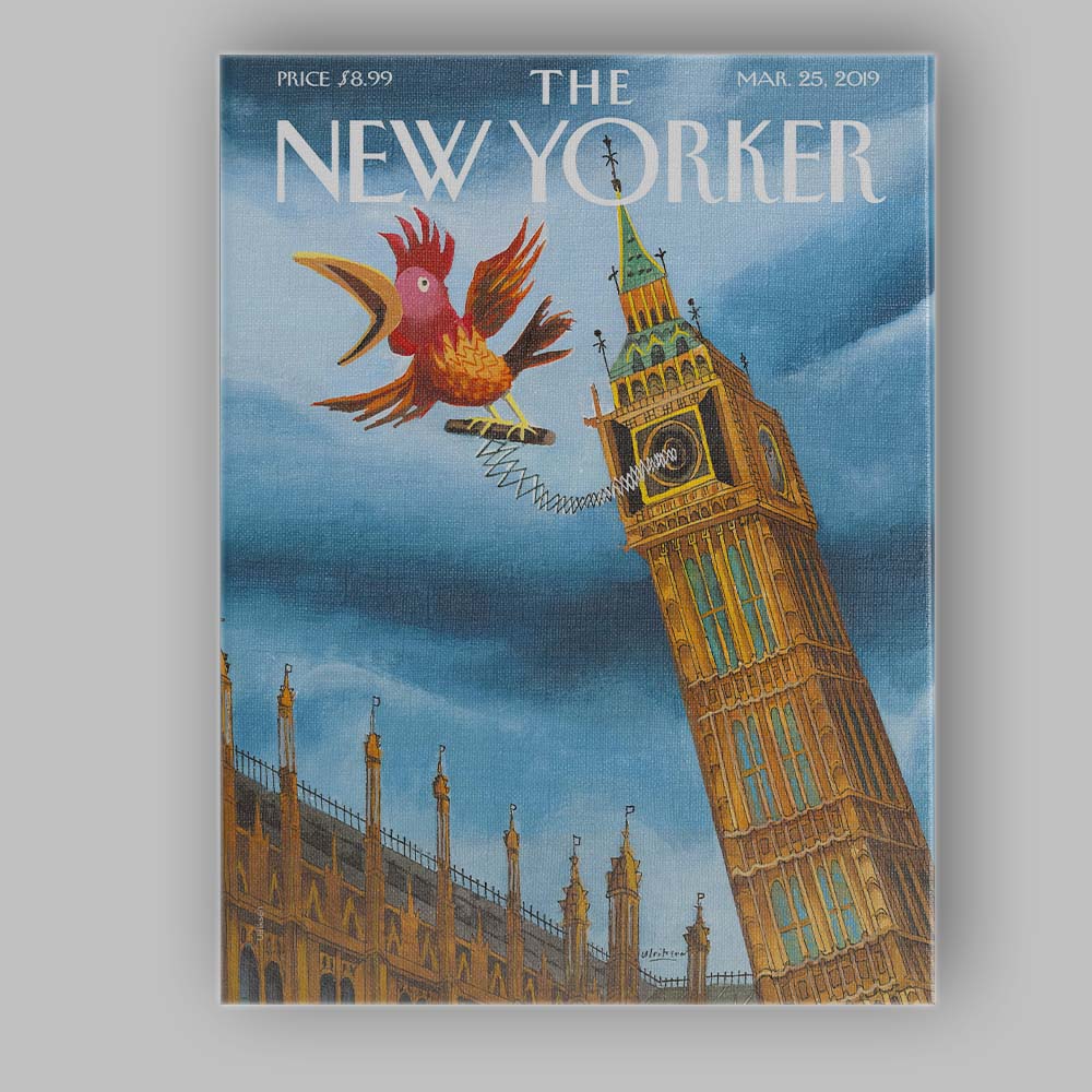 Whimsical London Clock Tower Bird Surreal Illustration Canvas Wall Art Print Decor Picture Ready to Hang