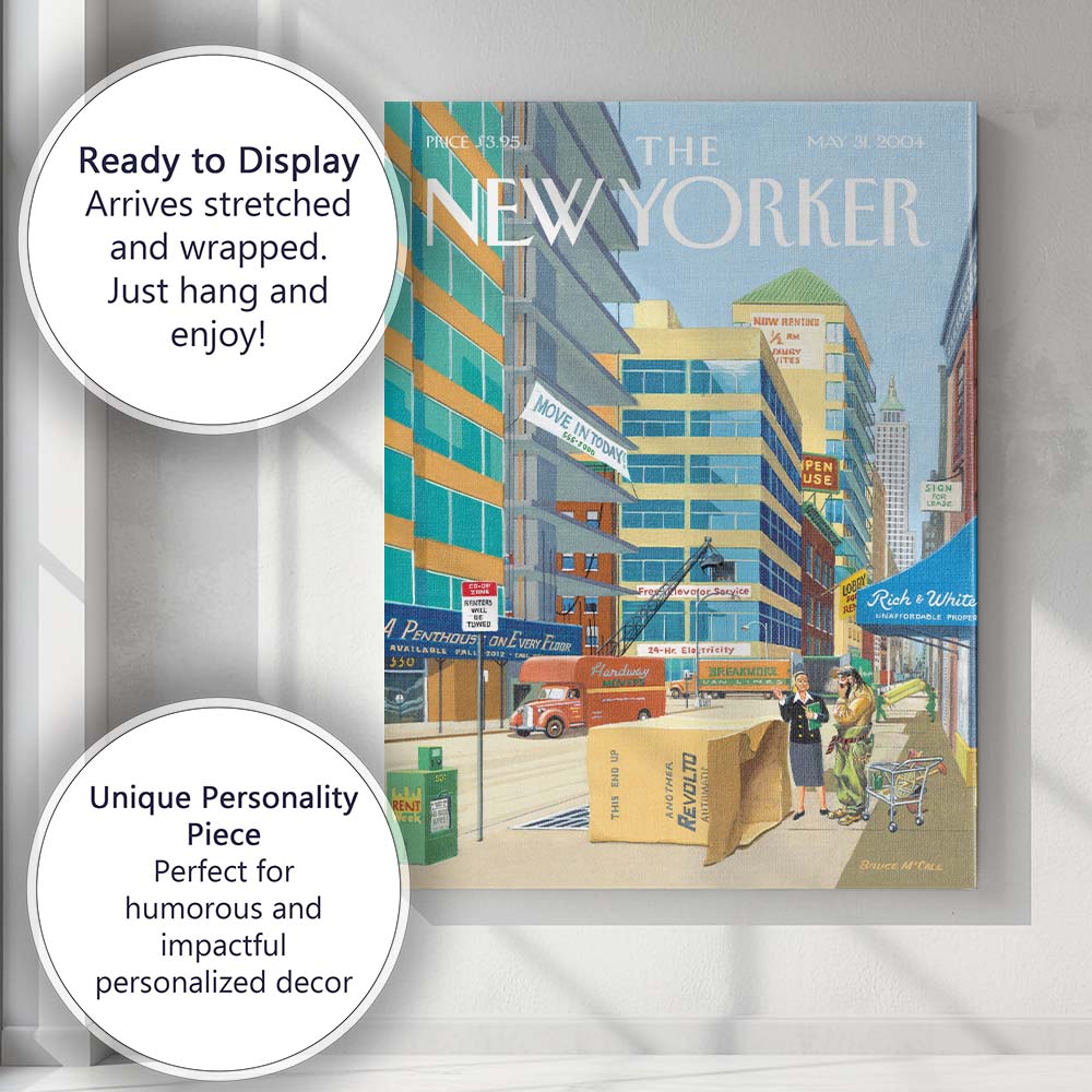 Urban Apartment Moving Day City Street Illustration Canvas Wall Art Print Decor Picture Ready to Hang