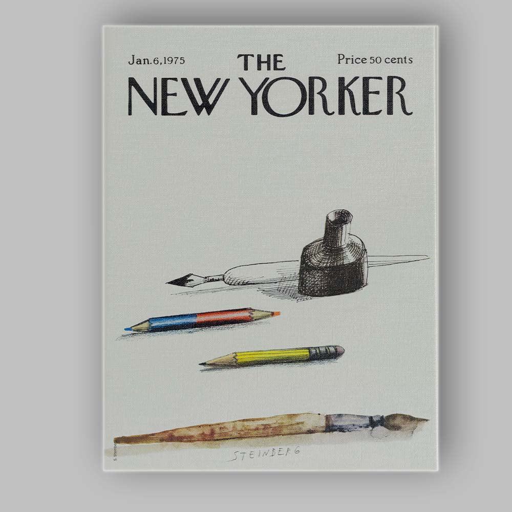 Artist Tools Ink Pencil Brush Still Life Illustration Canvas Wall Art Print Decor Picture Ready to Hang