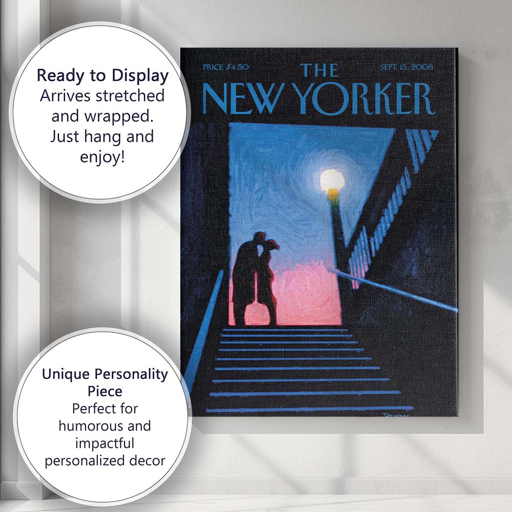 Rainy Subway Stairs Couple Silhouette Canvas Wall Art Print Decor Picture Ready to Hang