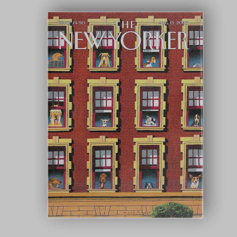 Dogs In Apartment Windows Pattern Canvas Wall Art Print Decor Picture Ready to Hang