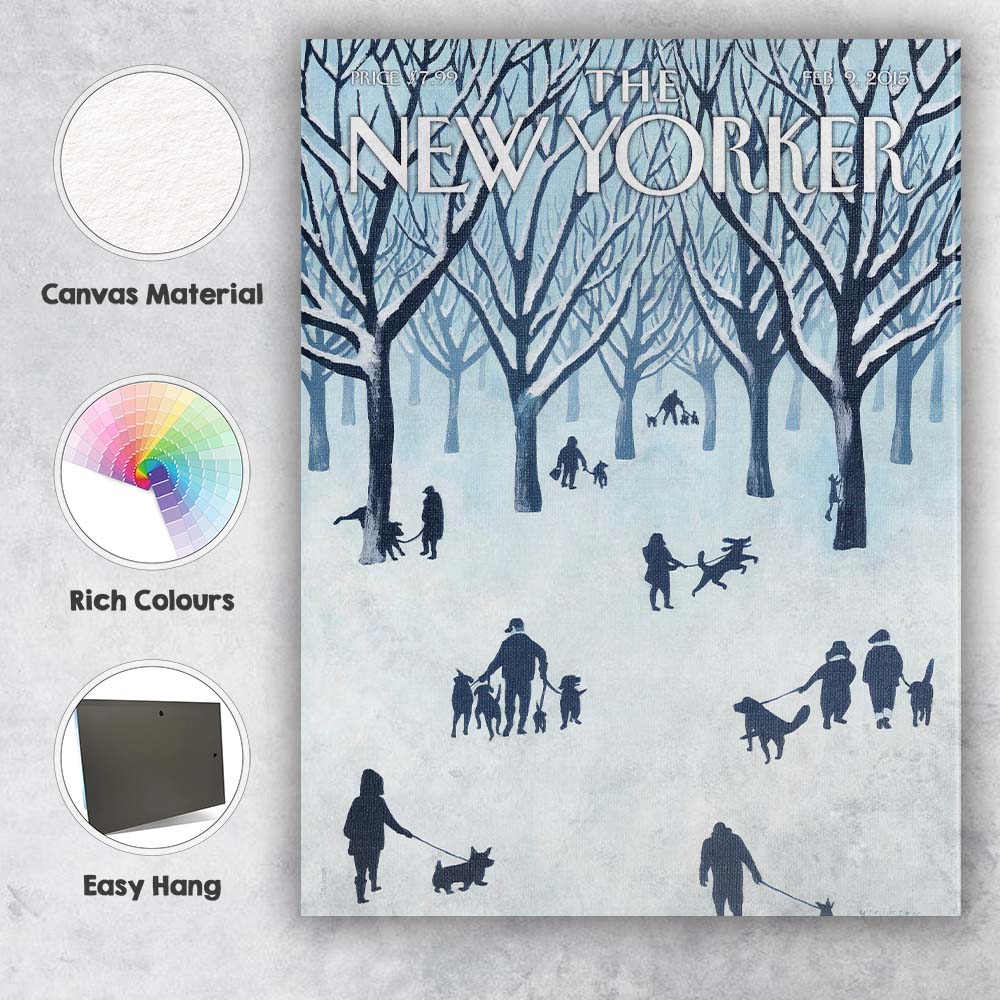 Snowy Park Dog Walking Silhouette Canvas Wall Art Print Decor Picture Ready to Hang