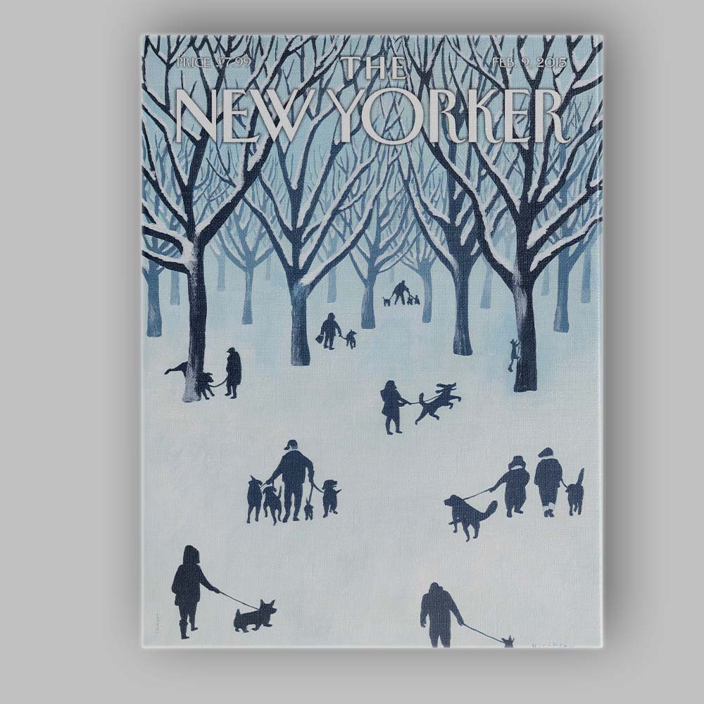 Snowy Park Dog Walking Silhouette Canvas Wall Art Print Decor Picture Ready to Hang