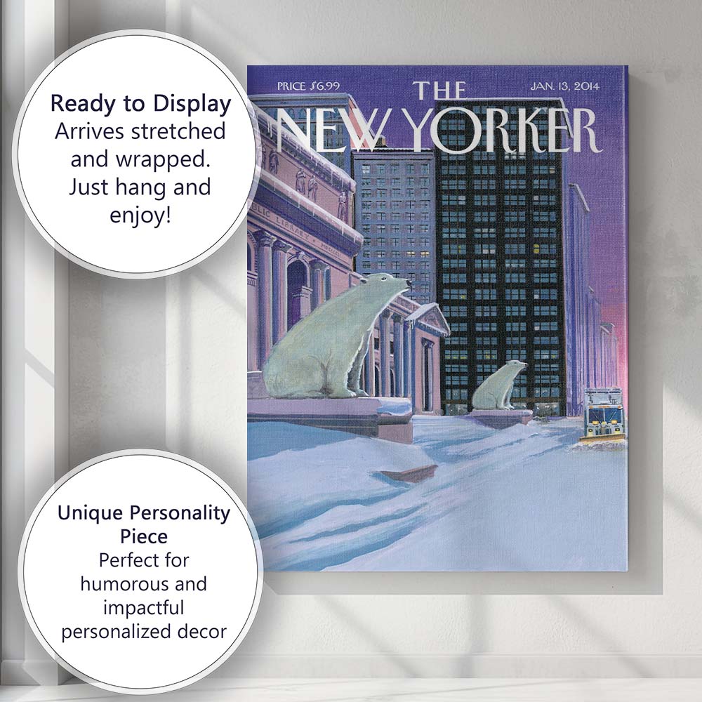 Snowy City Polar Bear Street Scene Canvas Wall Art Print Decor Picture Ready to Hang