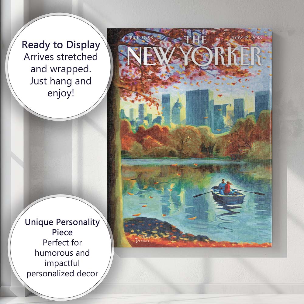 Autumn Lake Rowboat City Park Landscape Canvas Wall Art Print Decor Picture Ready to Hang