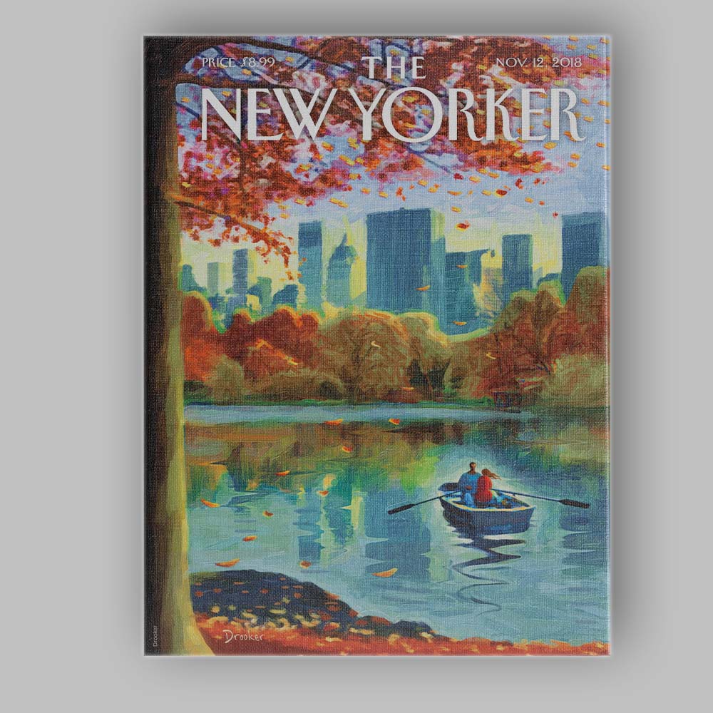 Autumn Lake Rowboat City Park Landscape Canvas Wall Art Print Decor Picture Ready to Hang