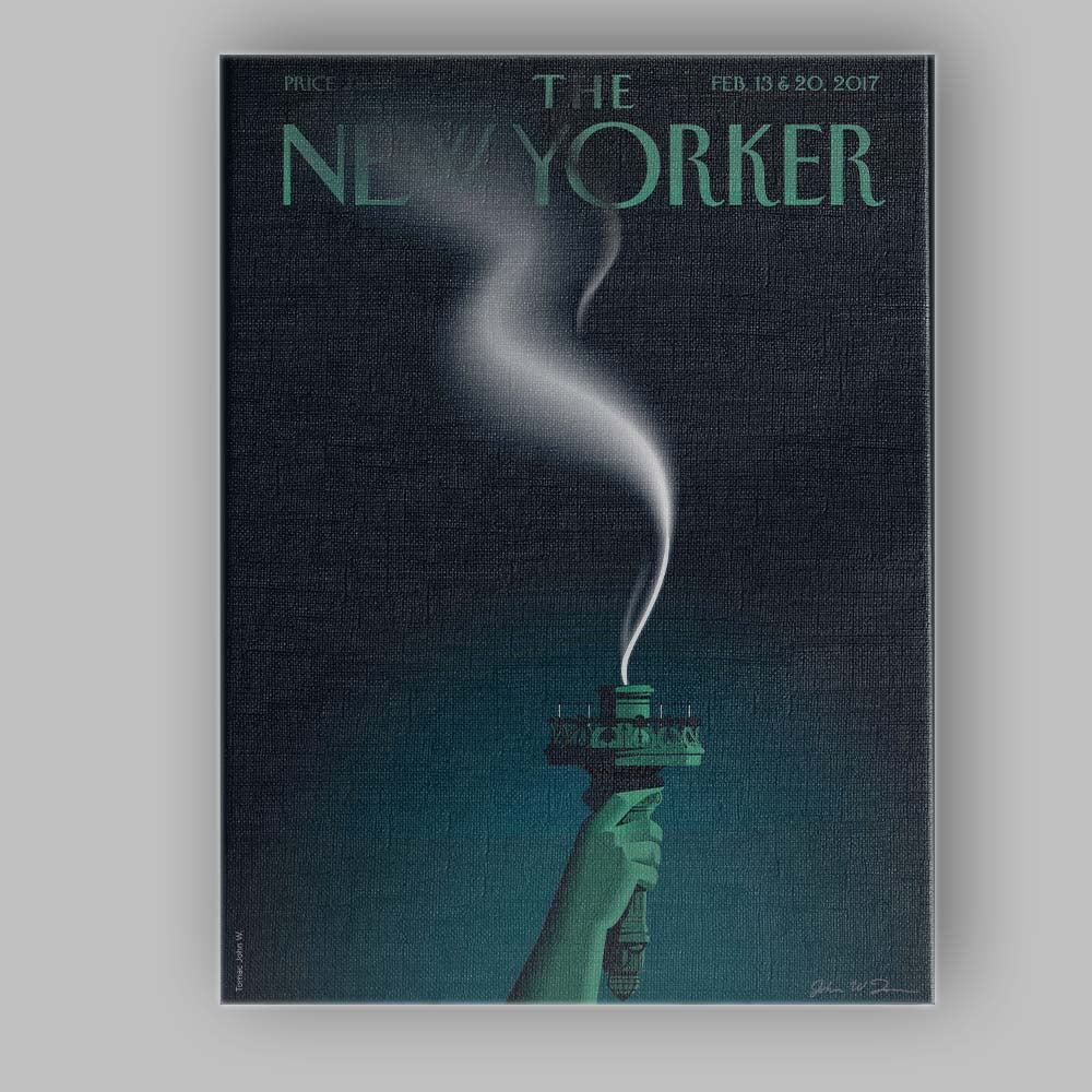 Dark Liberty Torch Smoke Illustration Canvas Wall Art Print Decor Picture Ready to Hang