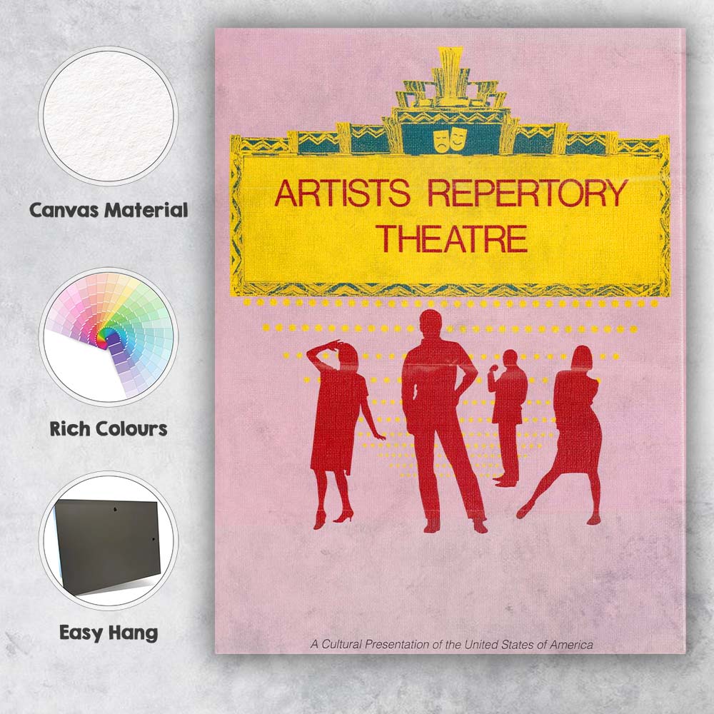 Artists Repertory Theatre Retro Cultural Poster Canvas Wall Art Print Decor Picture Ready to Hang